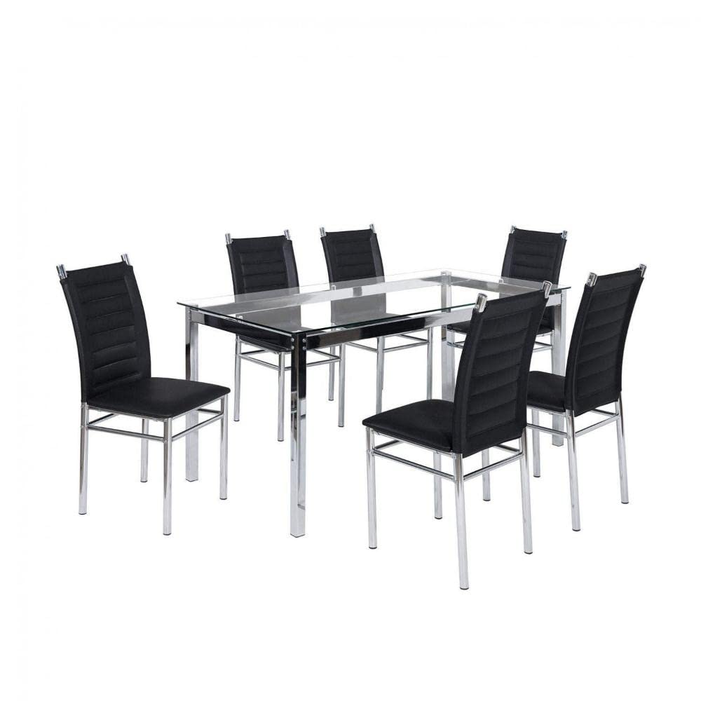 Conjunto Sala de Jantar Tokio Mesa 6 Cadeiras Art Panta Cromado