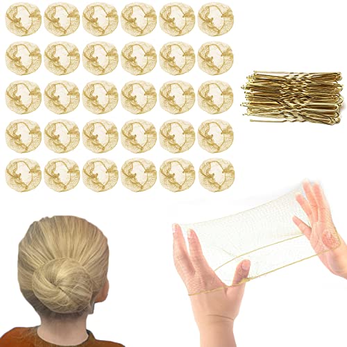 30 Piezas Redecilla Pelo, Redes De Pelo Invisible con 20 Horquillas en Forma de U, Redecilla Moño Ballet Niña, Moños Mallas elásticas