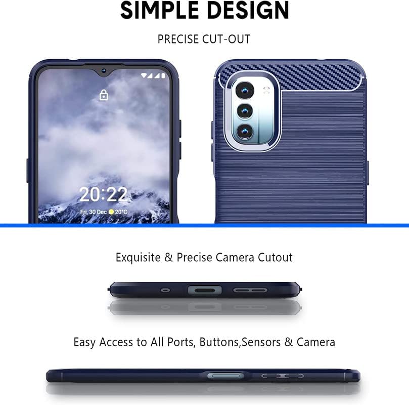 Image of NPRC Hybrid Ultra Slim Protective Case TPU Non-Slip Carbon Fiber Texture Shockproof Case Cover for Nokia G21 - Blue