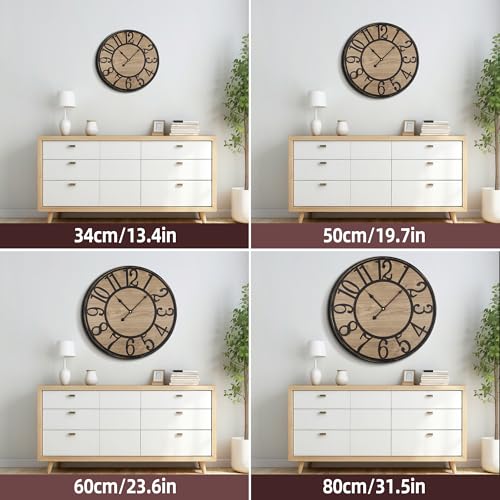 Horloge murale decorative 60 cm en bois pour habiller un grand mur vide et silencieusement - 3