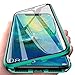 Kompatibel für Huawei P30 Pro (6,47 Zoll) Hülle,Stark Magnetische Adsorption Metallrahmen Flip Handyhülle 360 Grad Komplett Schutzhülle Vorne und Hinten Gehärtetes Glas Transparente Cover,Grün