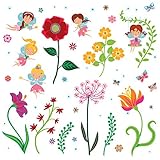 Fairy Flowers Garden Decorative Peel & Stick Wall Art Sticker Decals for Kids Room and Nursery