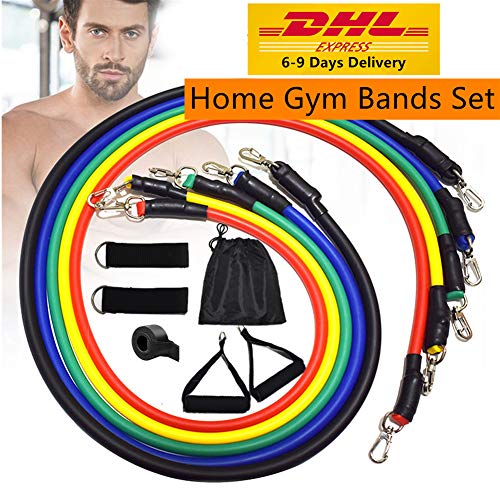 HOMEBEARJ Exercise Bands Set, Resistance Bands with Handles, Door Anchor, Carry Bag, Legs Ankle Stra HOMEBEARJ Exercise Bands Set, Resistance Bands with Handles, Door Anchor, Carry Bag, Legs Ankle Stra