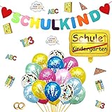 Lieferumfang: 29 Latexballons in 12 Zoll, Banner, Konfetti, Folienballon für Schulanfang und 2 Bänder für Ballons.