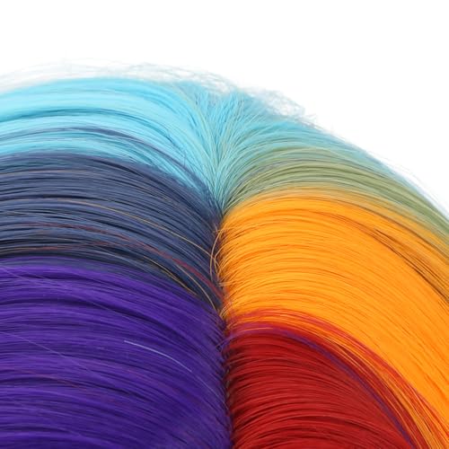 Image of PATTNIUM Colorful Wavy Wigs for Kids Girls Rainbow Side Part Shoulder Length Heat Resistant Synthetic Wig Halloween Cosplay Costume Party Wigs