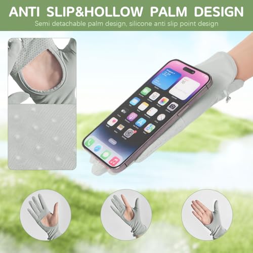 Image of SANNIDHI Silicone Hand Gloves for Sun Protection Gloves for Women Bike Riding, UPF 50+ UV Protection Ice Cool Gloves, Grey Summer Gloves for Driving, Golfing (Elastic Cuff & Breathable Palm Design)