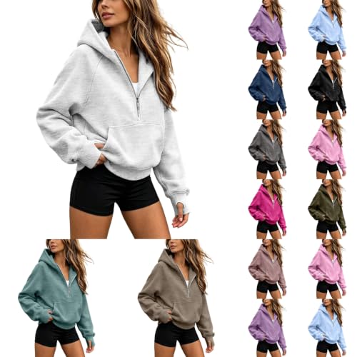 Quarter Zip Pullover Women Hoodies Long Sleeve Fall Pullover Sweatshirt - image 1