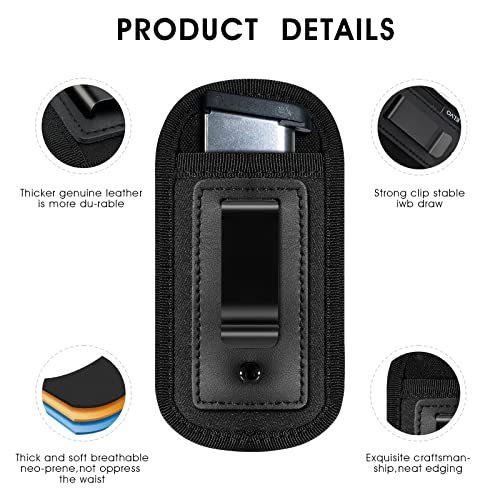 2 Pack Universal Magazine Holster Iwb Clip, Pistols Mag Holder Pouch For Concealed Carry Single Double Stack Magazine For 9Mm .40 .45 .380, Fits Any 7 10 15 Round Clips For All Pistols (All Black) #TOP3