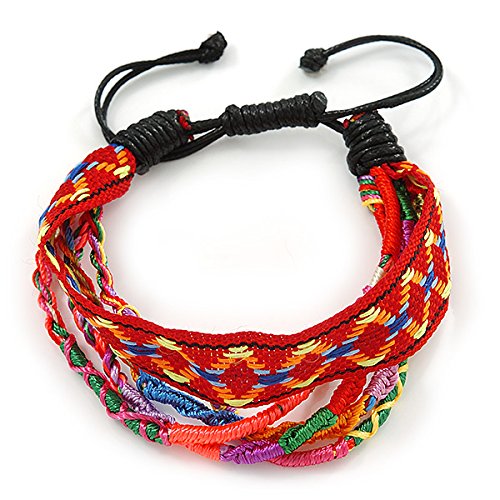Pulsera de la amistad de algodón tejido multicolor y ajustable estilo unisex 5