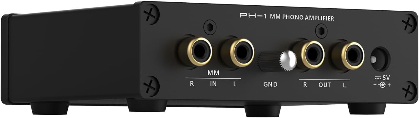 S.M.S.L PH-1 MM Phono Preamp,46dB Gain/Low Distortion,CNC-Made, Headphone Amp Integrated,for Turntable Setup