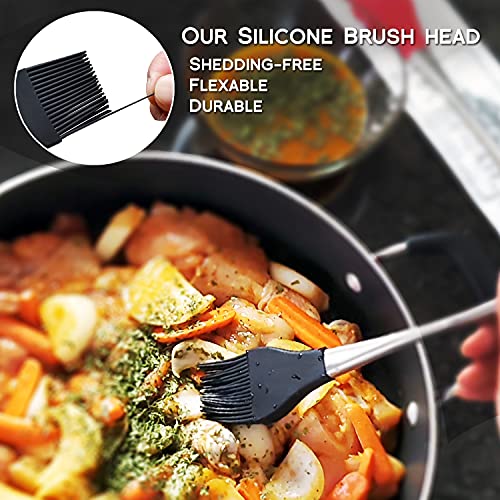 It's Senah | New 7Pcs Bundle | 304-Stainless Steel Bbq Grill Basting Brush With 100% Natural, Dust-Free Cotton Storage Bag, Easy Grip Handle Oil Brush, Anti-Rush Baking, Pastry Cooking Brushes #TOP2