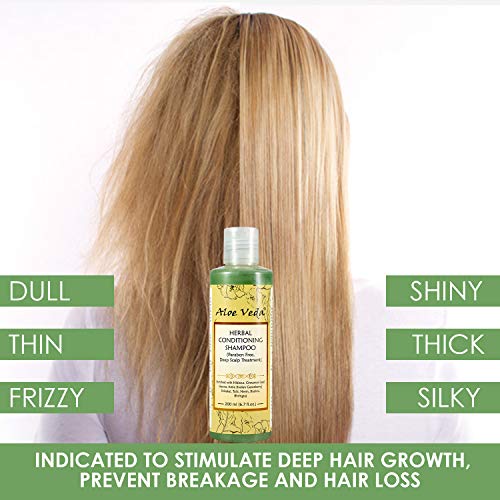 Image of Aloe Veda Herbal Conditioning Shampoo With 9 Herbal Benefits, Paraben Free, Sulphate Free - 200ml
