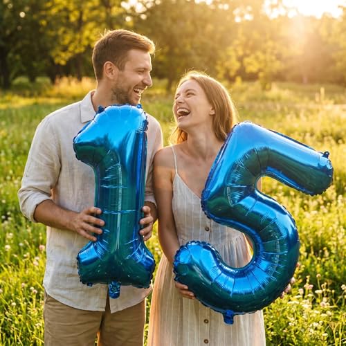 Image of YPSelected 32 Inch Large Foil Helium Number Balloon Birthday Wedding Party 0-9 (Blue, 5)