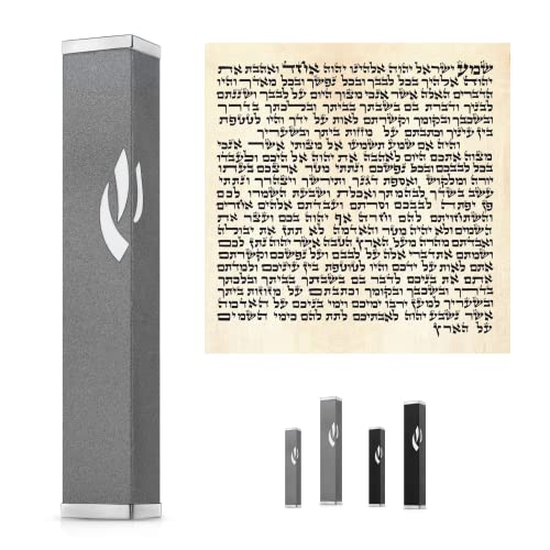 Suri Mezuzah Cases - Contemporary Messianic Mezuzah Shin In Silver - 4" Small Mezuzzah Judaica Gifts - Includes A Non Kosher Jewish Scroll - Jewish Gifts Box And Mezuzah Adhesive For Easy Installation #TOP14