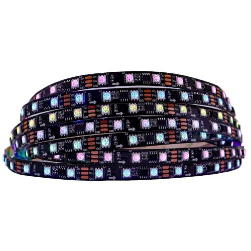 Image of WS2811 RGB IC LED Strip 16.4ft 60LEDs /m Addressable Dream Color Flexible Pixel Light 20Pixels /m Programmable Digital LED,DC12V IP30 Non-Waterproof Black PCB for DIY Project,Home Decoration