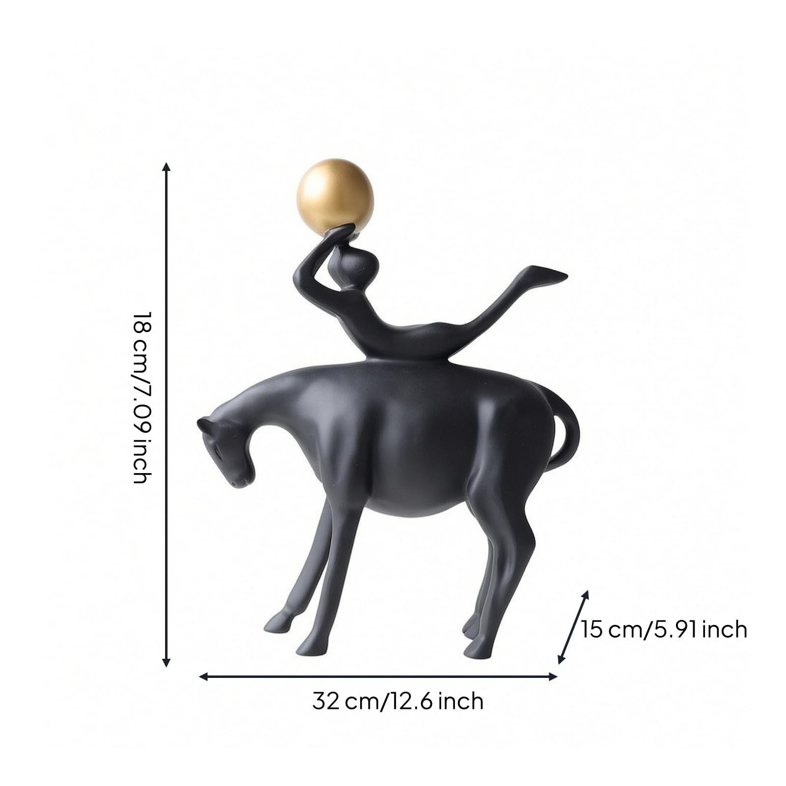 F Fityle Escultura Abstracto Artístico | Acabado Negro Opaco, Diseño Morno Minimalista, Escultura Conceptual, para Oficina, Bola Dorada
