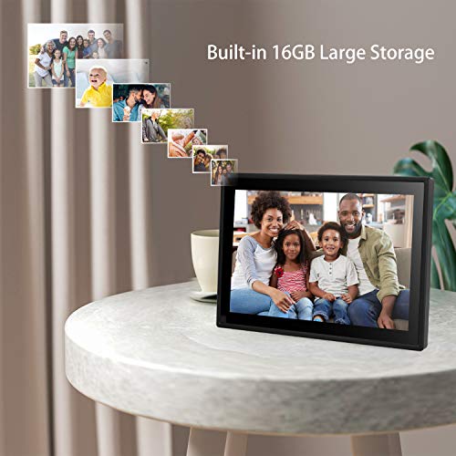 Dhwazz 10 Inch WiFi Digital Picture Frame, 16GB HD Black Smart Photo Frames with IPS Touch