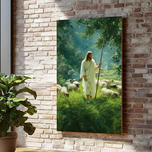 Tableau Jésus le Bon Berger 65x120cm sur toile pour votre décoration intérieure