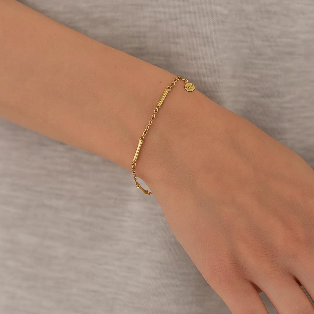 Zelya Bracciale da donna placcato oro 585/925, gioiello da donna personalizzato placcato oro 14 carati, regalo per lei, treccia ancora, mix di diversi motivi