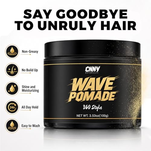 Wave Pomade for Black Men - Strong Hold 360 Waves Pomade for Hair Training, Non-Greasy Wave Builder & Shiner for 360 Waves, Texturizing Cream for Coarse and Curly Hair - 3.53 oz Alternate view