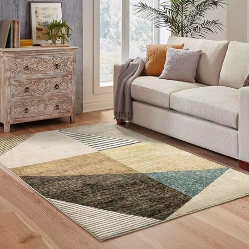 Oriental Weavers Strada Area Rug - STR10-5'3" x 7'3" - in Gold/Multi - Modern Style, Stain Resistant, Family and Pet Friendly, Bedroom, Office Rug