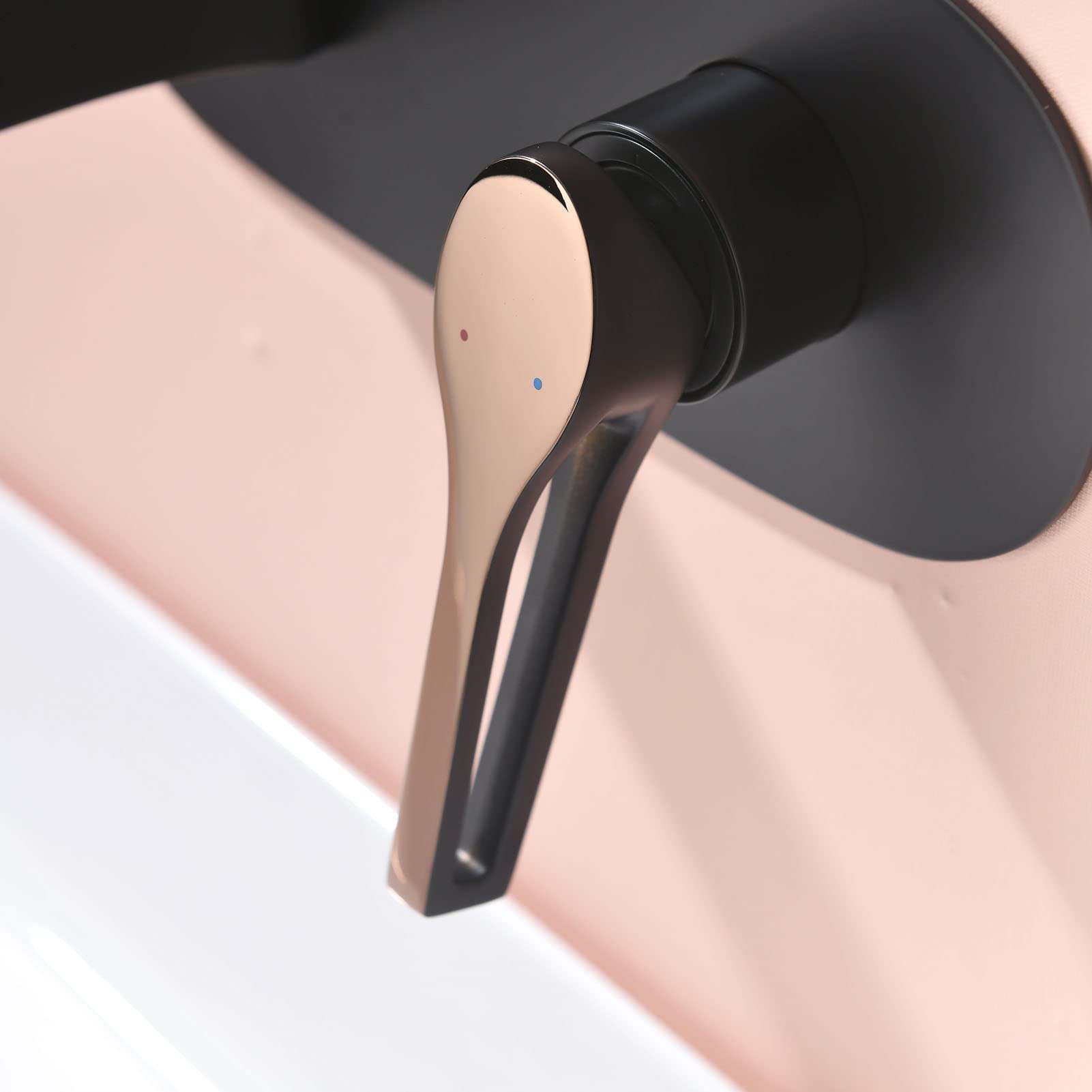 Grifo para Lavabo de baño, Grifo para baño montado en la Pared, Grifo para Lavabo de baño Moderno de latón, Grifo Mezclador de baño, Grifo Mezclador de Lavabo de una manija, Oro Rosa Negro