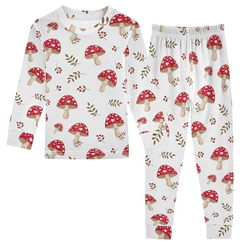 Red Mushrooms Fall Outfit Toddler Footless 2 Piece Set Size 8