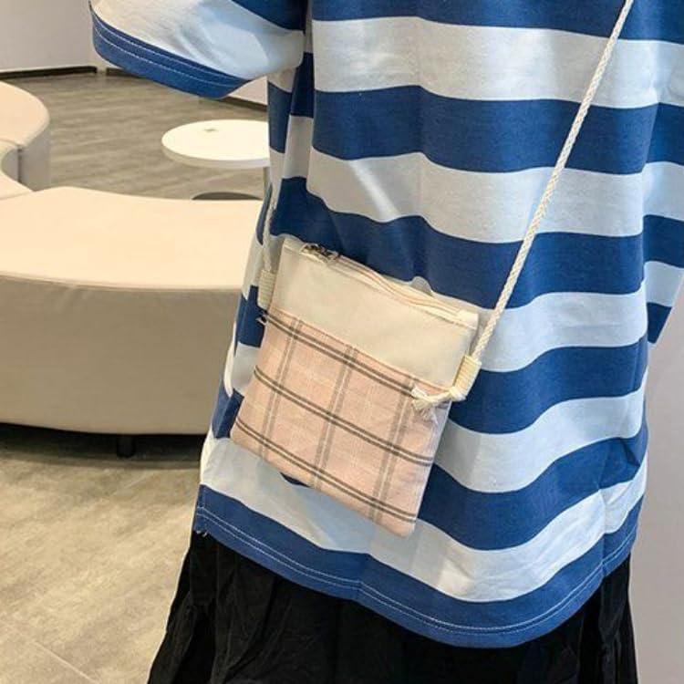 Miniatura 5 de Juego de 5 mochilas estéticas a cuadros con bonitos alfileres y colgante, bolsa japonesa kawaii, accesorios para portátiles de 15.6 pulgadas, Caqui,