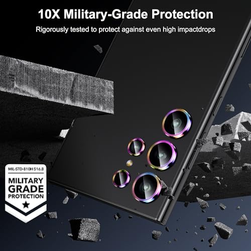 Image of WSKEN for Samsung Galaxy S24 Ultra Camera Lens Protector - Ultra Thin | Case Friendly, 9H Shatterproof Tempered Glass, Anti Scratch Metal Circle, Camera Screen Protector Cover Accessories, Colorful