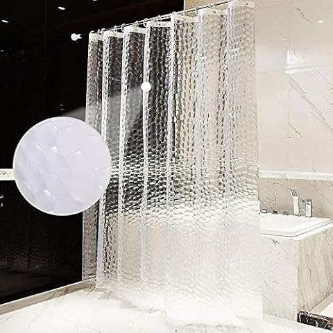 AiQInu Shower Curtain,Bathtub Curtain EVA Waterproof 3D Semitransparente Eco Friendly Shower Curtains Washable with 12 Hooks Rustproof (180 x 200cm) Cover