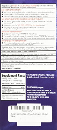 Kirkland Signature Fast Acting Lactase - 180 Caplets #TOP2
