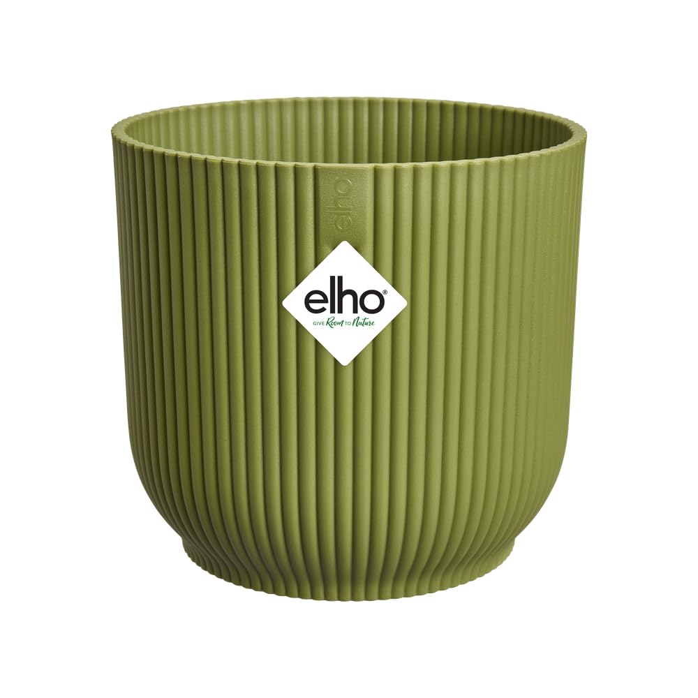 Elho Fern Green Vibes Fold Round 35 - Large Flower Pot From 100% Recycled Plastic - Indoor Plant Pot - Ø 34.9 X H 32.4 Cm - Green