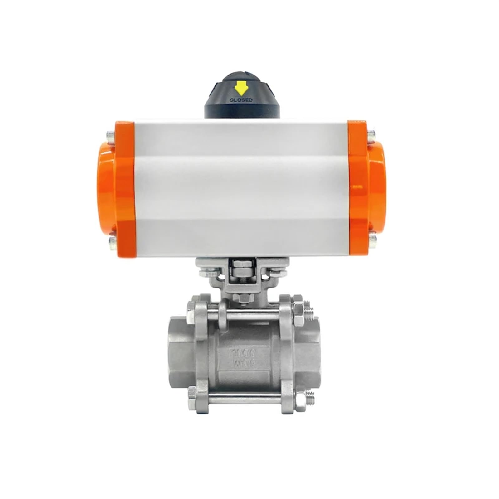 Cxfcihft One Color Dn10 Three Piece High Platform Pneumatic Ball Valve Stainless Steel 304 Double Acting Cylinder