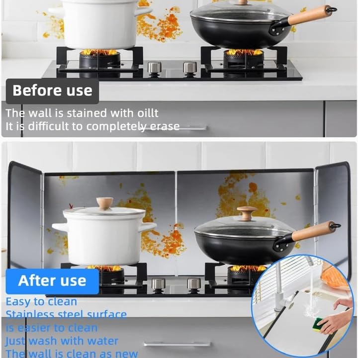 Protector de aceite para estufa de gas en papel de aluminio plegable juego de 5 piezas 6