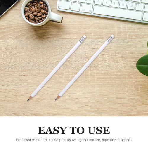 Lápices carpintero MAGICLULU 10 pcs blanco con borrador miniatura 6