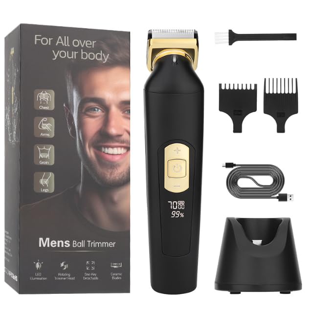 Depiladora corporal hombre con luz LED y base USB para un afeitado suave en seco y húmedo