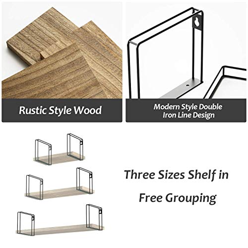 SRIWATANA Rustic Floating Shelves, Decorative Wood Wall Shelves Set of 3, Wall Mounted Storage Shelves for Bedroom, Living Room, Kitchen, Bathroom, Office and More Carbonized Black - Image 6