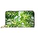 Produktbild JHGFG Mode Handtasche Reißverschluss Brieftasche Grüner Waldbaum Blätter Sonnenlicht Telefon Kupplung Geldbörse Abendkupplung Blockieren Leder Brieftasche Multi Card Organizer