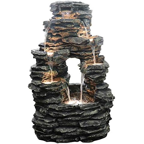 Dehner Gartenbrunnen Salto mit LED Beleuchtung, ca. 99 x 63.5 x 50 cm, Polyresin, grau Cover