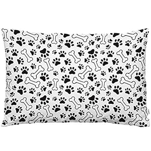 Dogs Paws and Bones Throw Pillow Cover