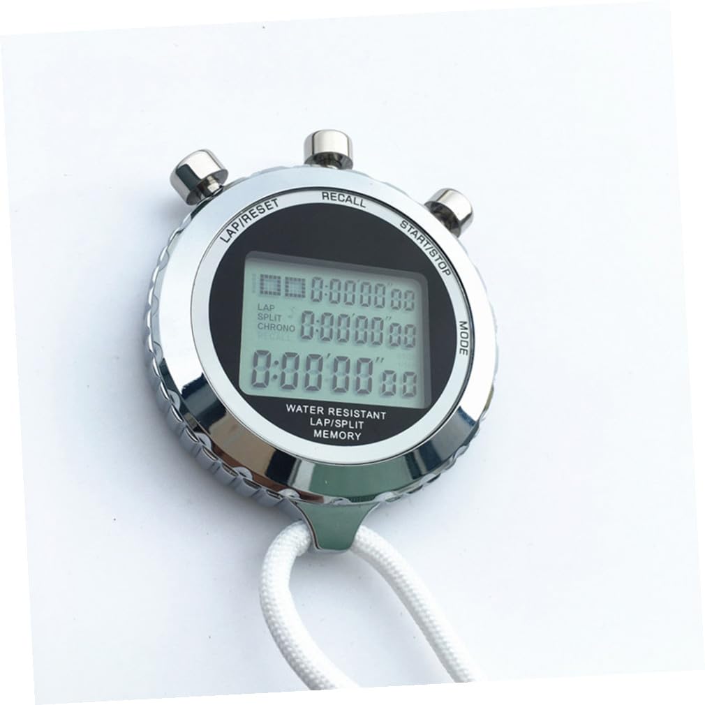 Cabilock Cronómetro Digital con Cronógrafo LCD y Temporizador Digital de Acero Inoxidable 3 Niveles y 30 Pistas y Adecuado para Entrenamientos y Cocina para Entrenamientos Cocina