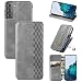 Produktbild TOPOFU Leder Folio Hülle für Samsung Galaxy S21, Premium PU/TPU Flip Wallet Tasche mit Kartenfächern, Magnetic, Book Style Lederhülle Handyhülle Schutzhülle (Grau)
