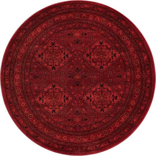 Tapete redondo rojo de 5 pies de Rugs.com miniatura 3
