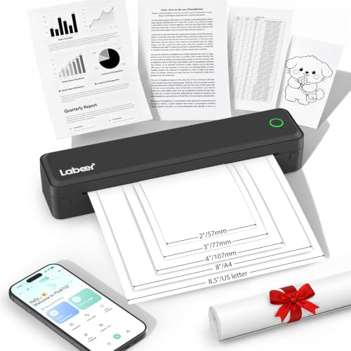 Labeer Portable Printer Wireless for Travel, Bluetooth Inkless Thermal Printer for iPhone, Android,...
