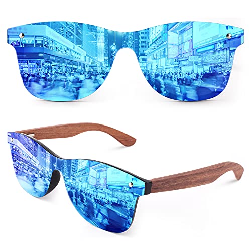 GQUEEN Gafas de Sol de Madera para Hombre Mujer Polarizadas UV400 Protección MOS09