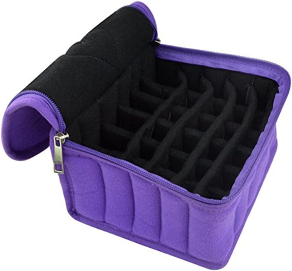 VICASKY Essential Oil Organizer Bag with Thick Fabric Protection for Travel Upright Bottle Holder Container for Bottles Portable Purple Storage Case for Essential Oils and Random Color