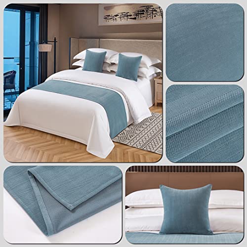 Komagome Solid Bed Scarf Bed Runner Bedding Scarf Protection For Hotel Guesthouse Resorts Bedroom (Blue,180X48Cm For 1.2M Bed) #TOP5