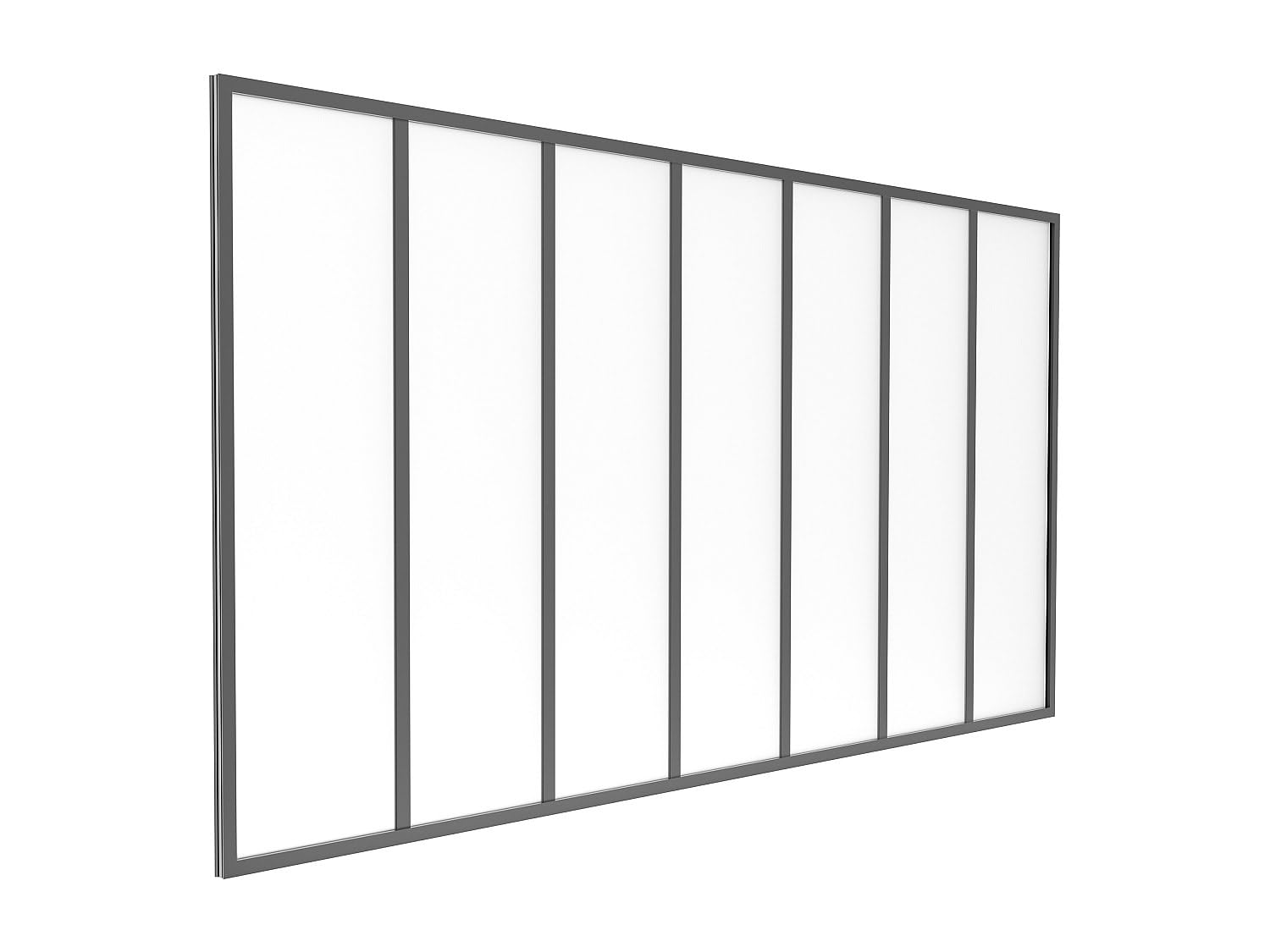 Vente-​unique - Verriére Atelier en Aluminium thermolaqué et Verre dépoli Noir 210 x 105 cm (L x H) – Bayview