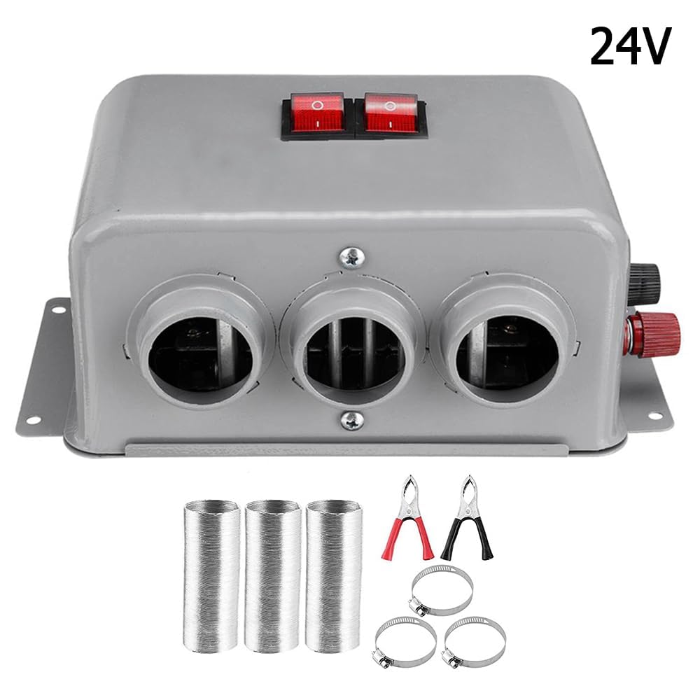Chauffage électrique 600 W 24 V pour véhicules, camions, Bateaux et UTV. Souffleur, désembueur et dégivreur de Pare-Brise. Fonctionnement Rapide et Silencieux. Idéal pour l'hiver.