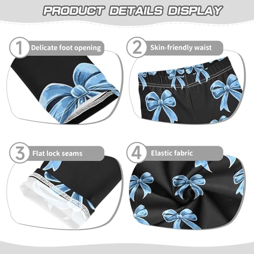 ALAZA Girls' Leggings Children's Yoga Pants Skinny Printed Dance Blue Bow Tie Comfortable 4T2